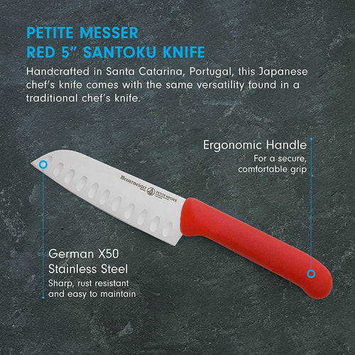 Petite Messer 5” Kullenschliff Santoku Knife | Red