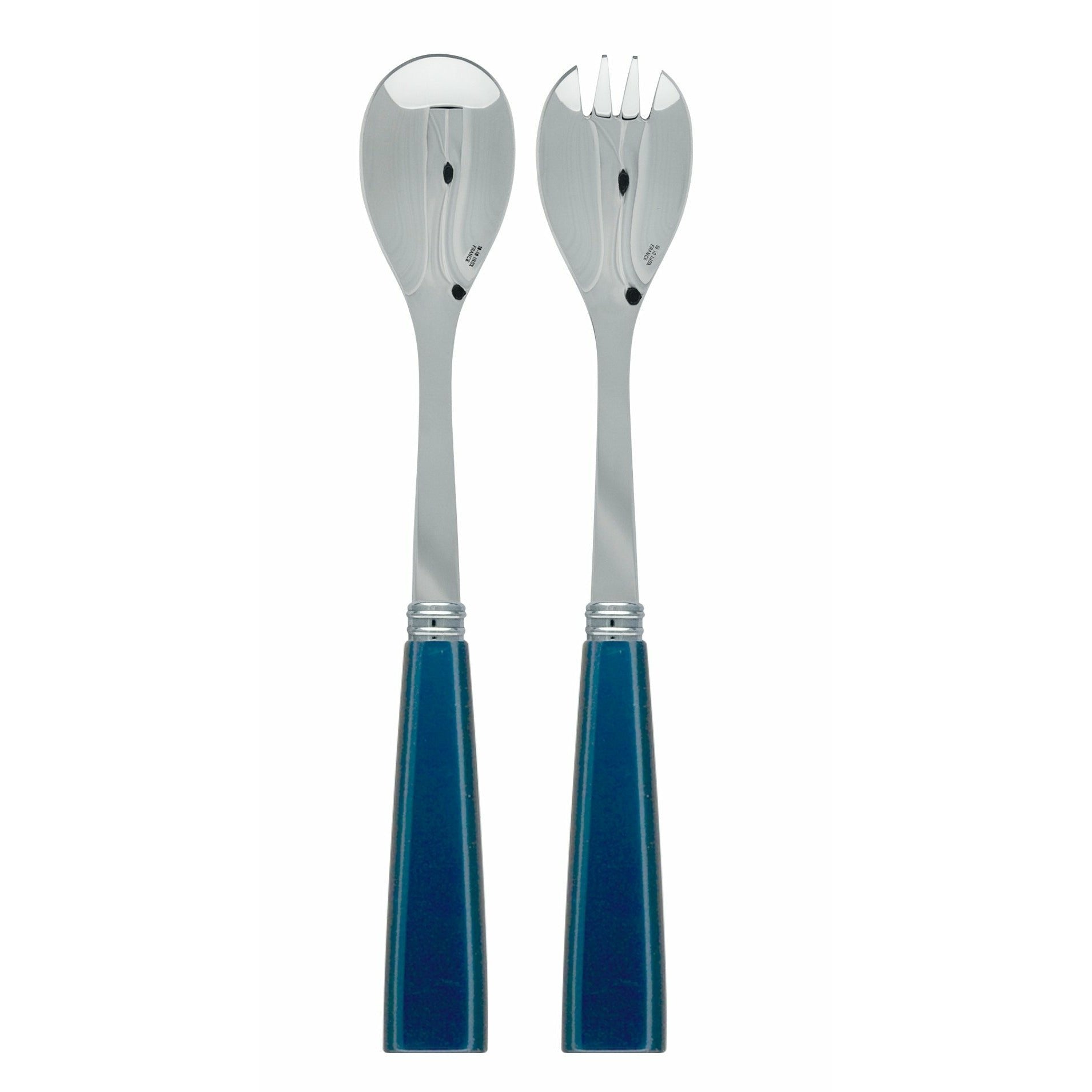 Sabre Icône Steel Blue Salad Servers Acrylic Handle
