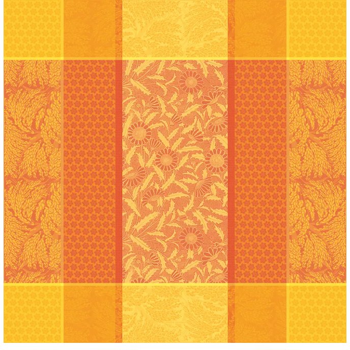 Garnier Thiebaut Graminees Orange Tablecloth French Jacquard