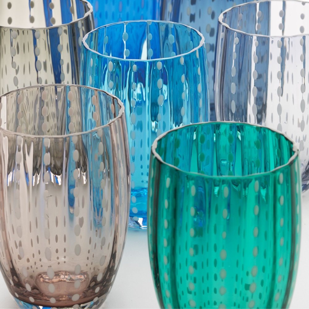 Perle Glass Beverage (16oz ) | Set of 2 | Aquamarine