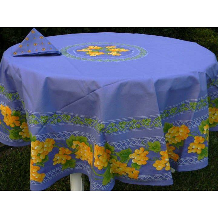 Grape Blue Coated Tablecloth 70" Round - Home Decors Gifts online | Fragrance, Drinkware, Kitchenware & more - Fina Tavola