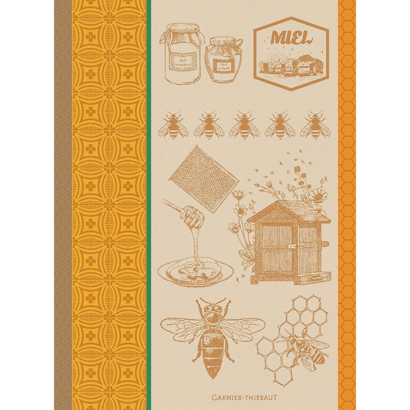 Garnier Thiebaut Miel Et Abeilles Ocre Jacquard Kitchen Towel