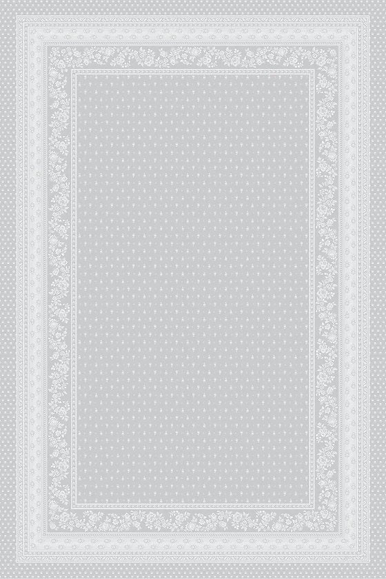 Jacquard Gray Rectangular Provencal Tablecloth | 63" x 118" | Easy Care Luxury French Linen