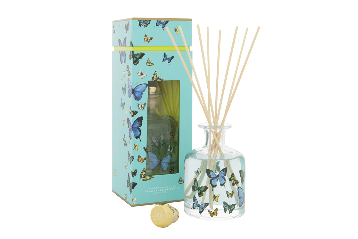 Portus Cale Butterflies Reed Diffuser | 250ml | Sugarcane & Lemongrass