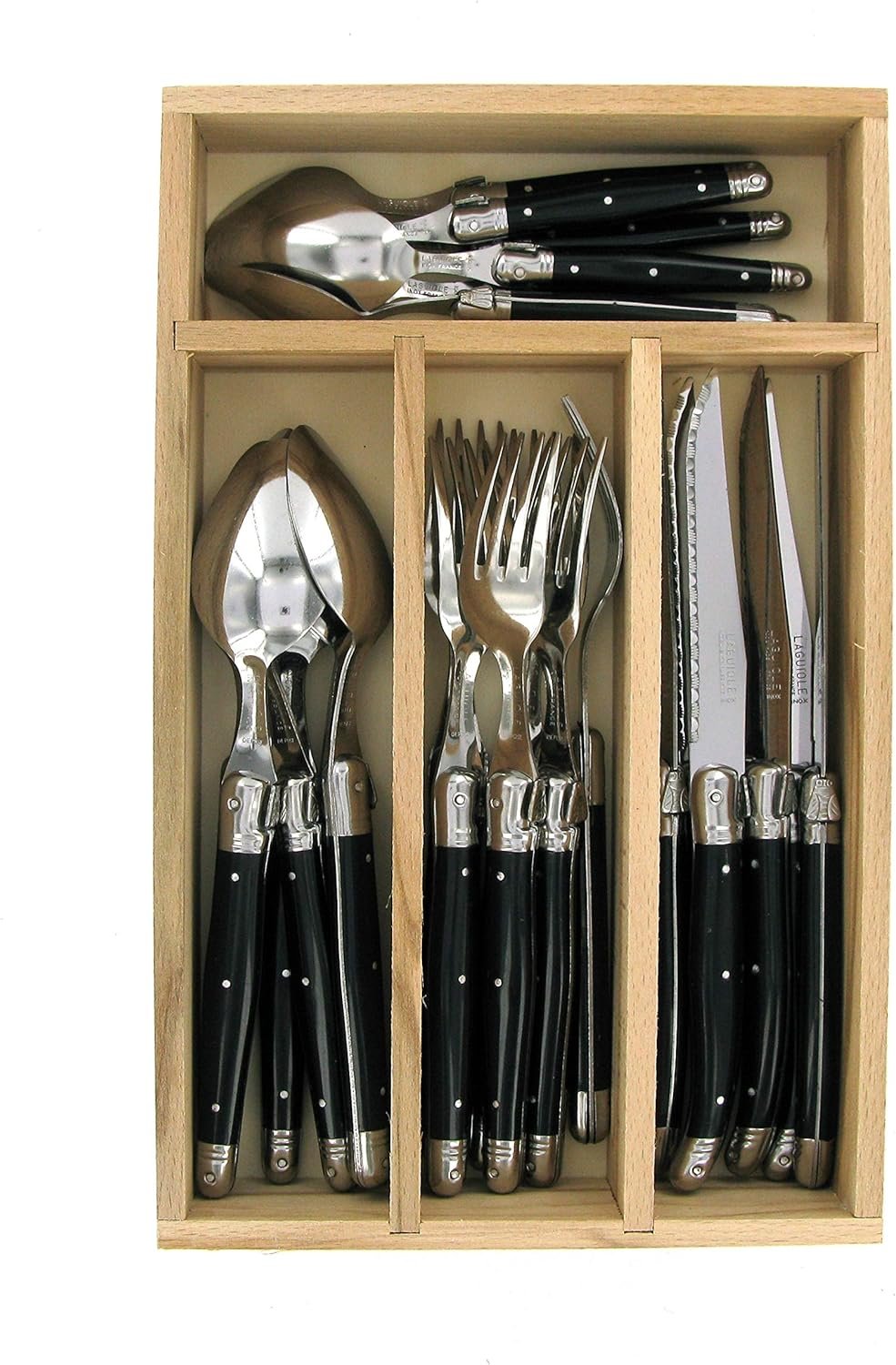 Laguiole Andre Verdier 6 Steak Knives in a Wood Box Flatware Set