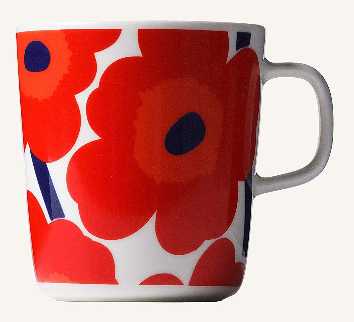 Unikko Oiva Stoneware Flower Mug | Red & Blue (8.5 fl oz)