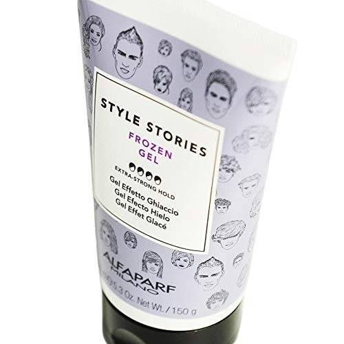 Alfaparf Milano Frozen Gel Extra Strong Hair Gel - Maximum Hold - Long Lasting All Day Hold - Professional Salon Quality Hair Styling Product Style Stories - 5.3 oz.