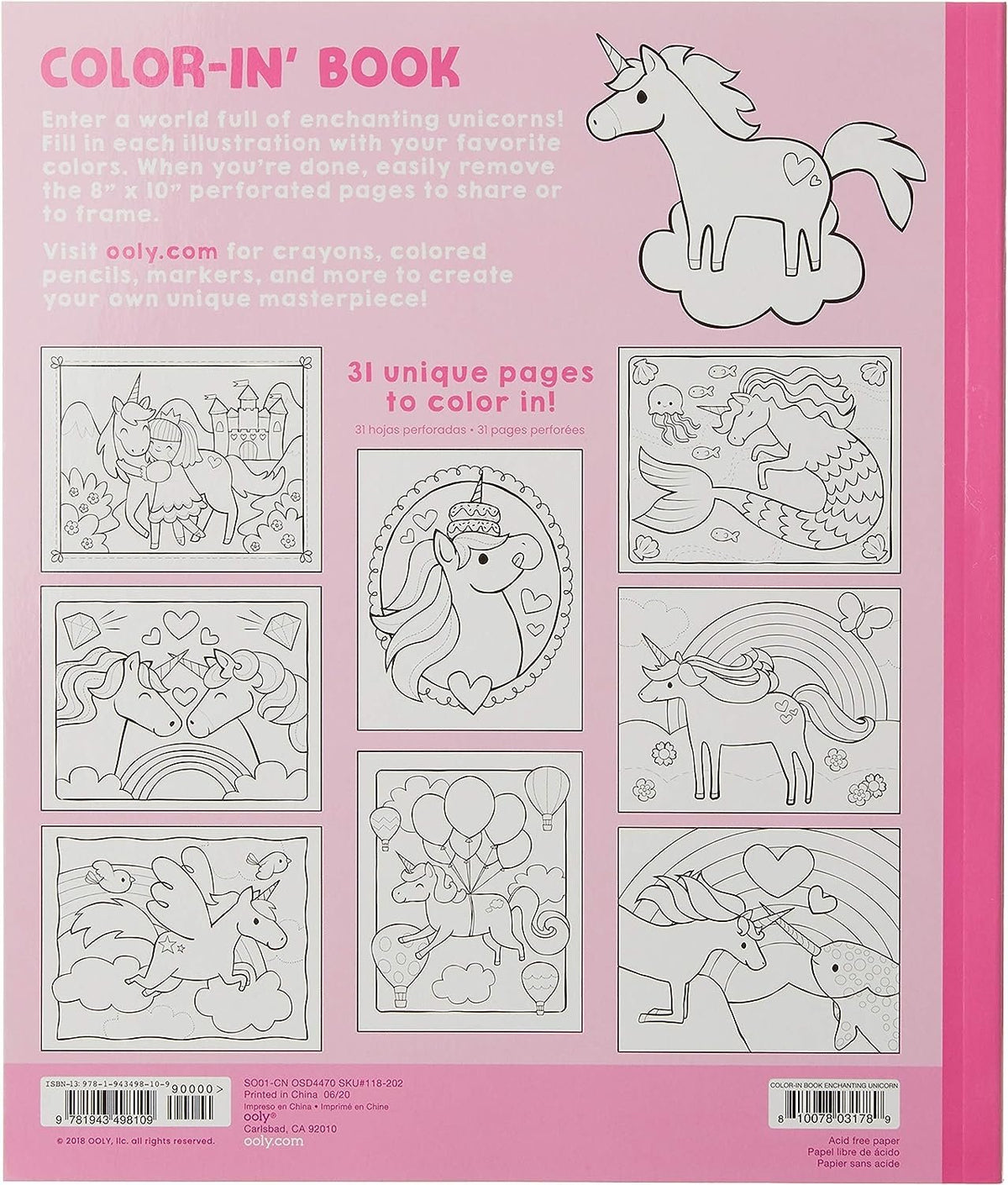 OOLY Color-in Book | Enchanting Unicorn