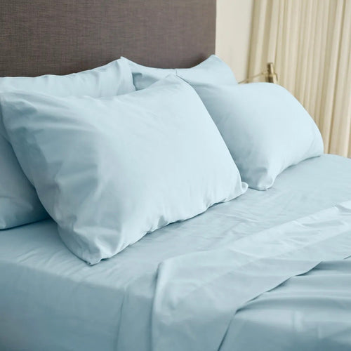 Garnier Thiebaut Standard/Queen Pillow Cases Set-2 Sunrise Sky Blue Sateen 420 Thread Count by Bombacio Linens