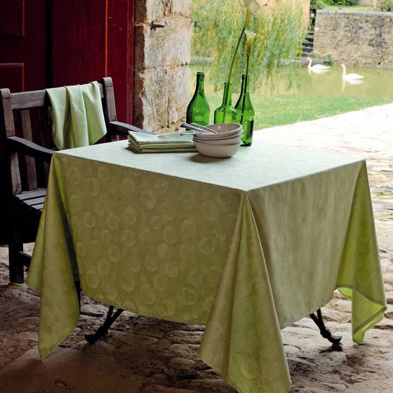 Garnier-Thiebaut Coated Tablecloth Mille Pensees Chartreuse - Home Decors Gifts online | Fragrance, Drinkware, Kitchenware & more - Fina Tavola