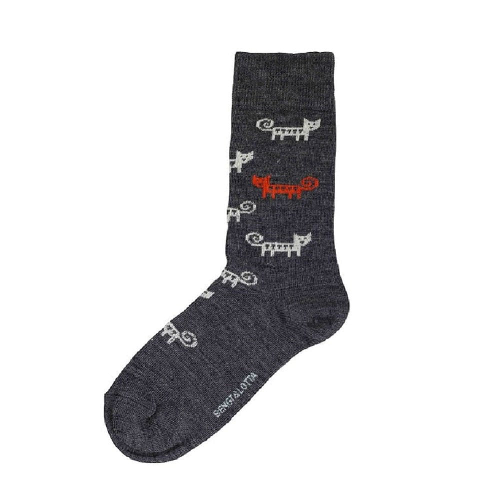 Bengt & Lotta Merino Wool Socks Large Grey Cat - Home Decors Gifts online | Fragrance, Drinkware, Kitchenware & more - Fina Tavola