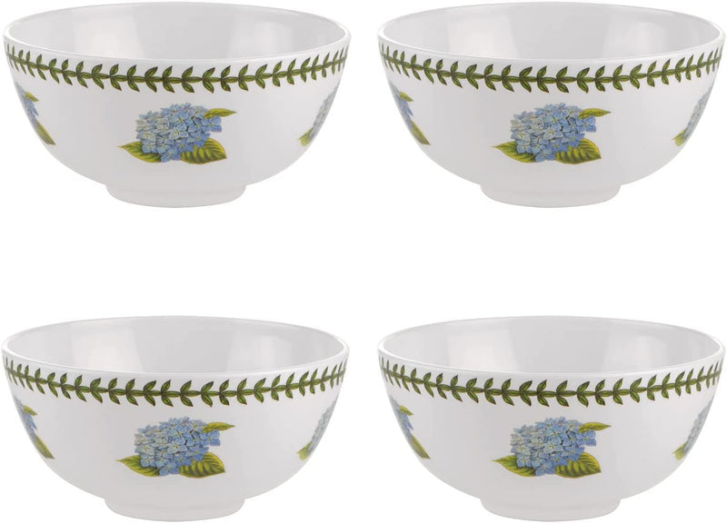 Botanic Garden Collection Melamine Bowls | Set of 4 Bowls with Hydrangea Motif