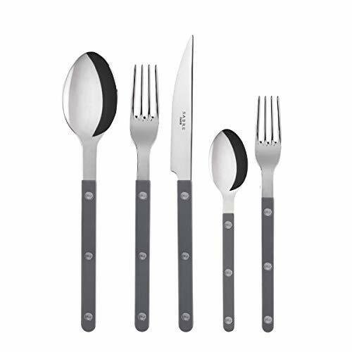Bistrot Flatware Set 5 Piece Place Setting | Service for 4  | Shiny Grey