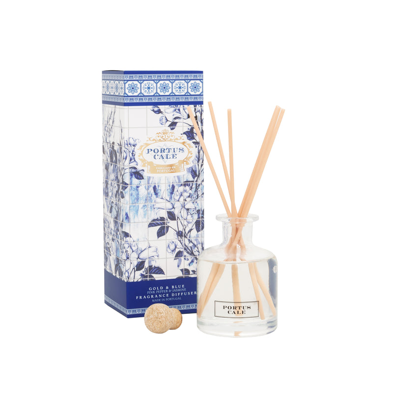 Portus Cale Gold & Blue Reed Diffuser | 100ml | Pink Pepper & Jasmine