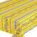 Lisa Yellow & French Blue Coated Cotton Tablecloth 60” x 120” - Home Decors Gifts online | Fragrance, Drinkware, Kitchenware & more - Fina Tavola