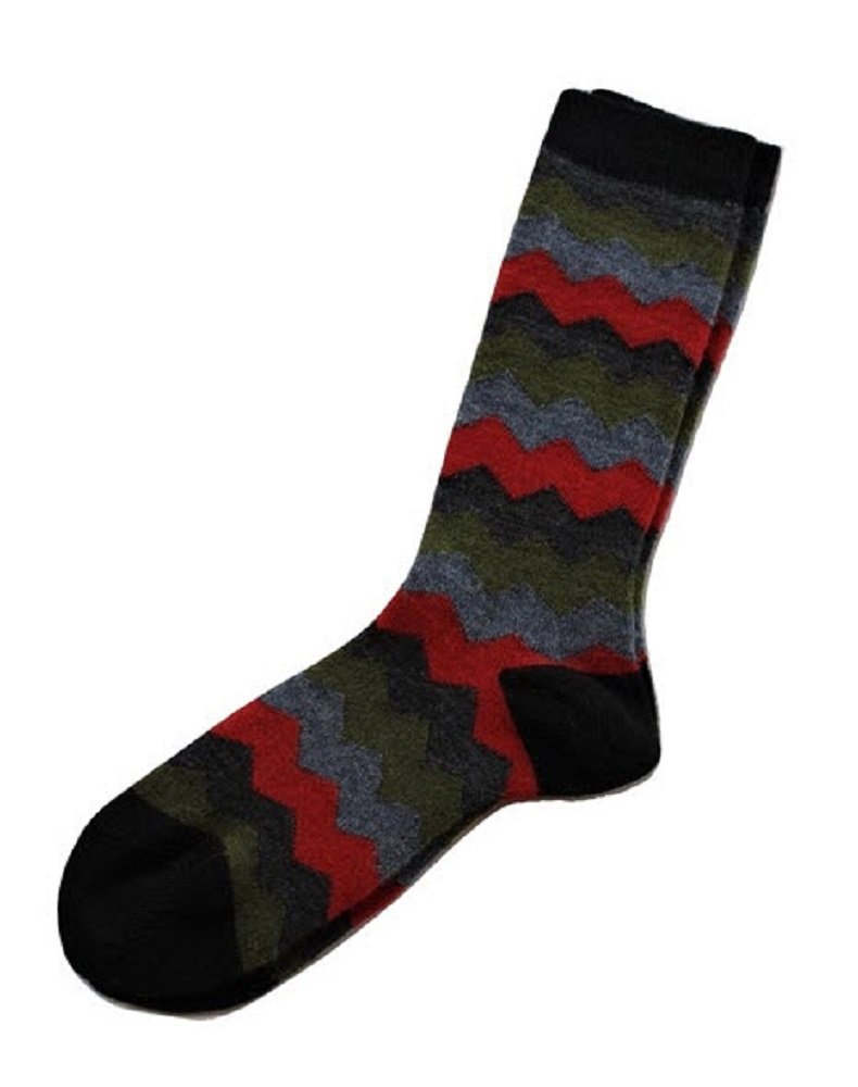 Alpaca Wool Socks Cozy Warm & Colorful Designer Medium- Mountain Stripe