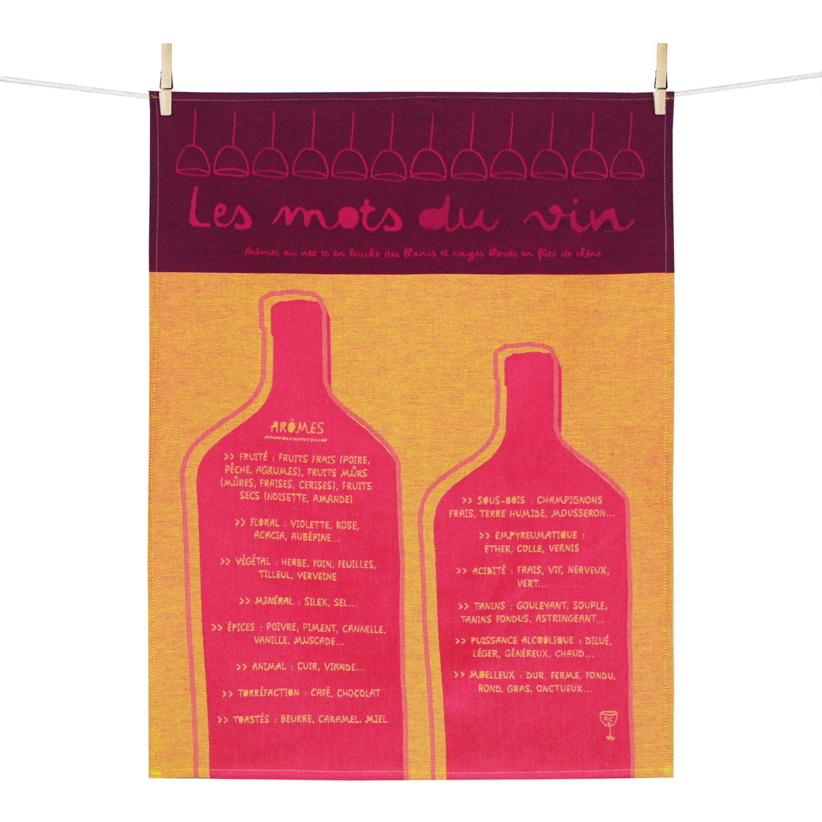 Moutet Tissage French Jacquard 100% Cotton Tea-Towels Kitchen Dish Towels "MOTS DU VIN"