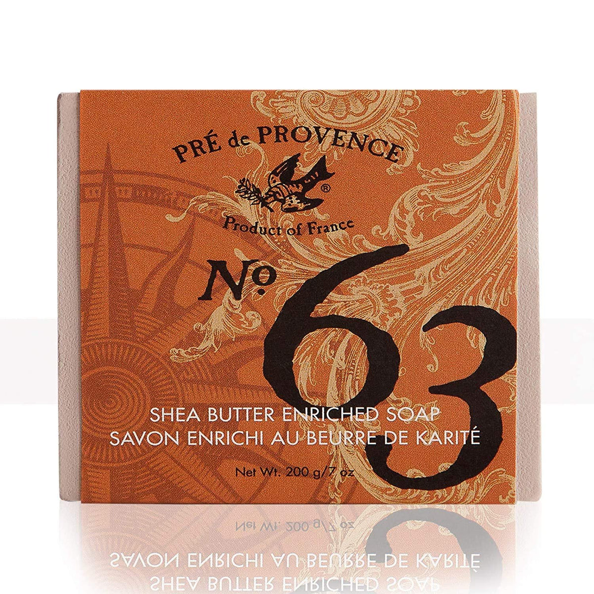 Pre de Provence No. 63 Men's 200 Gram Cube Soap, Aromatic, Warm, Spicy Masculine Fragrance, Quad-Milled For Long Lasting Soap & Enriched With Shea Butter - 3 Pack
