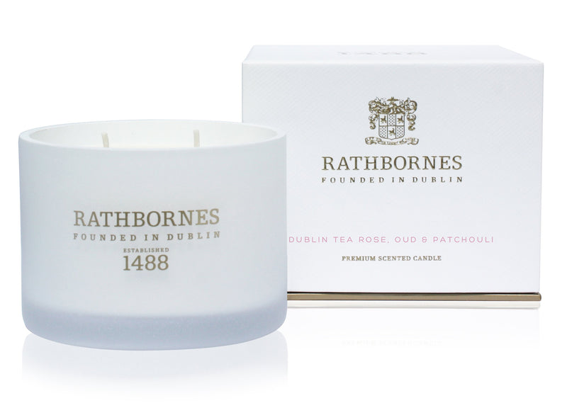 Rathbornes Premium Scented Luxury Travel Candle | Dublin Tea Rose, Oud & Patchouli