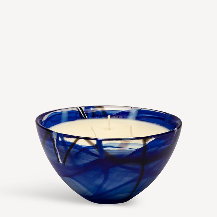 Kosta Boda Contrast Blue Candle | Coastal Bloom