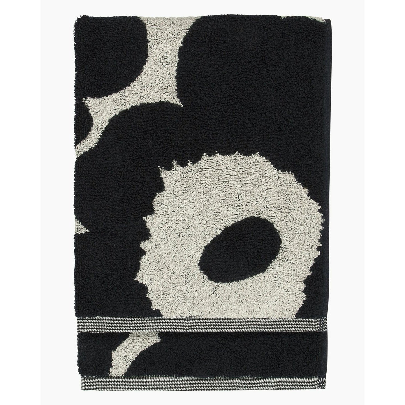 Marimekko Unikko Cotton Towel | Black & Sand Poppy Design