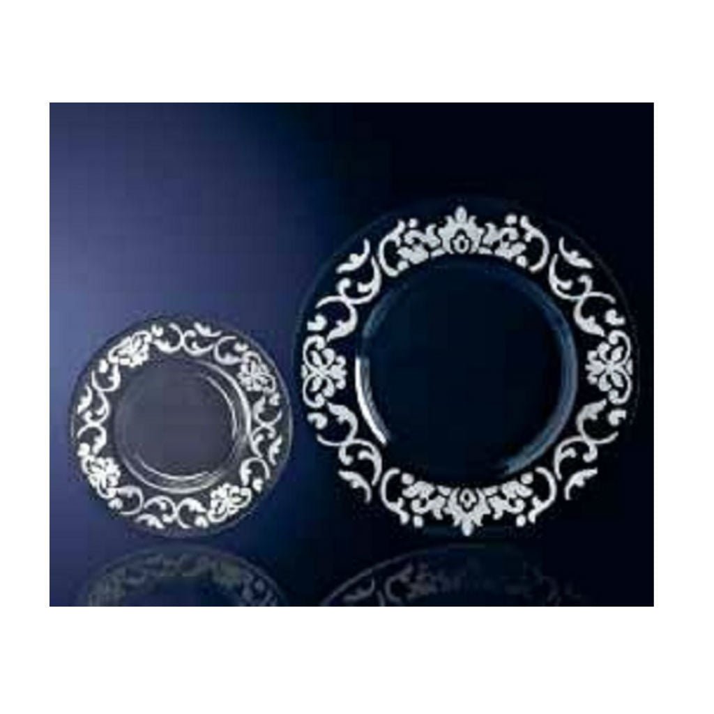 Egizia Crystal Plate with Silver Decoration Fontainebleau - Home Decors Gifts online | Fragrance, Drinkware, Kitchenware & more - Fina Tavola