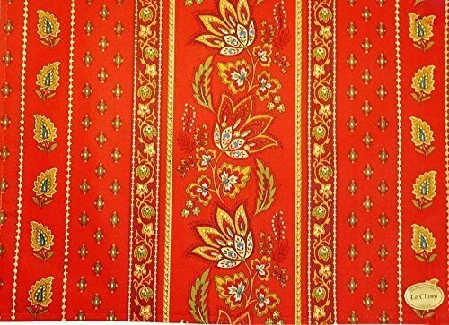 Lisa Red Provencal Tablecloth | Sizes Available | Easy Care Coated Cotton