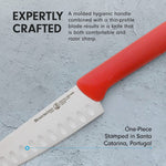 Messermeister Petite Messer 5 Inch Kullenschliff Santoku Knife | Red