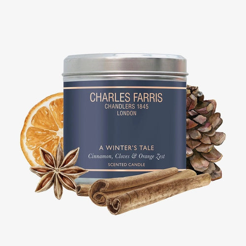 Charles Farris A Winter's Tale Scented Candle in a Tin Fragrances of Orange Zest Cinnamon & Cloves 210g Winter Classic Fragrances