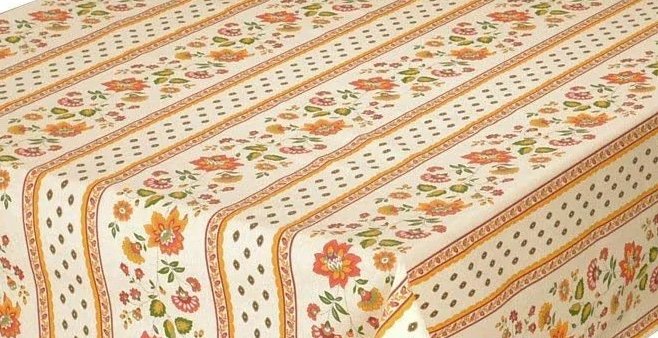 Fayence Cream Provencal Tablecloth | 60" x 120" | Easy Care Coated Cotton