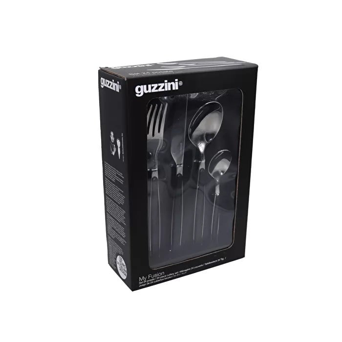 Guzzini My Fusion 24 Pcs Flatware Set | Black