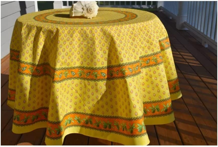 Le Cluny Monaco Yellow Coated Tablecloth 70" Round