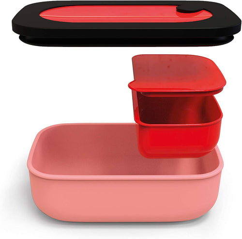 Guzzini Lunchbox Container Pink/Red Airtight Double Closure Lid