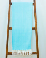 Adirondack Herringbone Throw Soft Cotton Blend | Santorini Light Blue