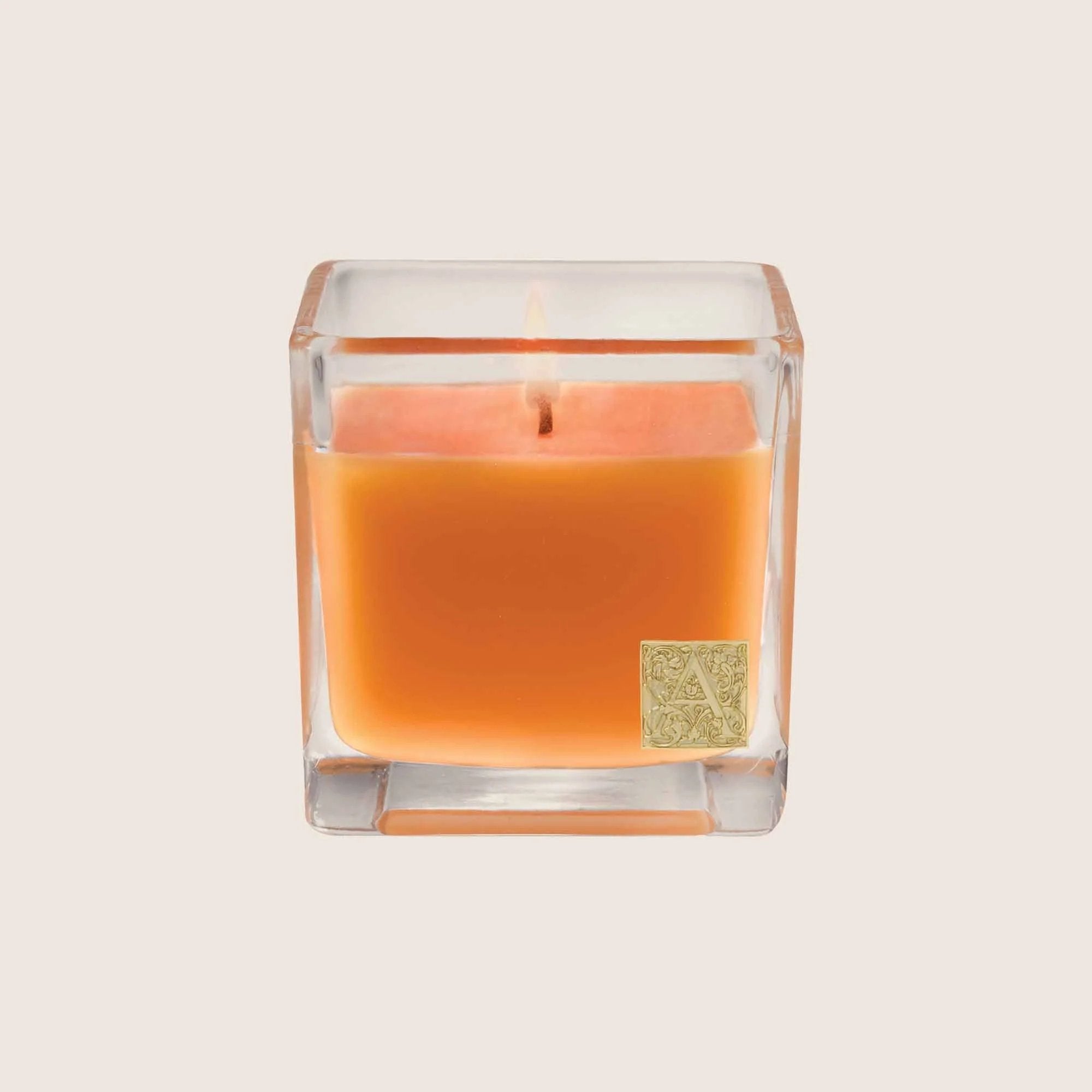 Aromatique Valencia Orange Glass Cube Scented Candle | Bright Citrus Orchard Fragrance | 12 oz