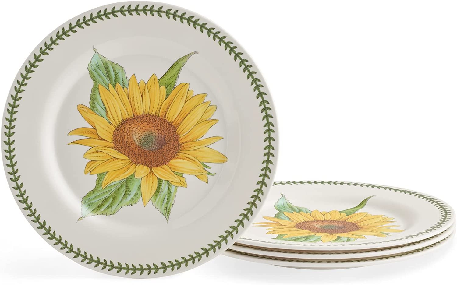 Portmeirion Botanic Garden Melamine Dinner Plates Set of 4 Sunflower Motif