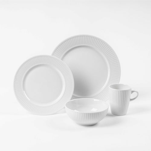 Plisse Dinnerware White Porcelain 16 Pieces (Service for 4) - Home Decors Gifts online | Fragrance, Drinkware, Kitchenware & more - Fina Tavola