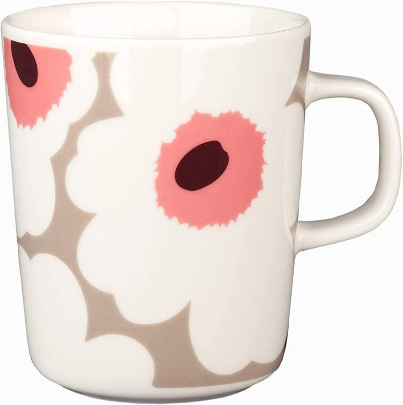 Unikko Oiva Stoneware Large Flower Mug | White & Pink