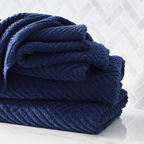 Garnier Thiebaut Bombacio Alize Bath Towel Set Cotton | Navy | 6 Piece Set