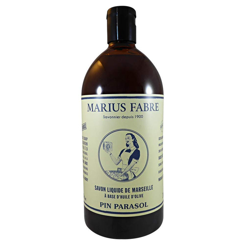 Marius Fabre Marseille Liquid Soap 1Litre - Natural Pine Fragrance (Refill Bottle)