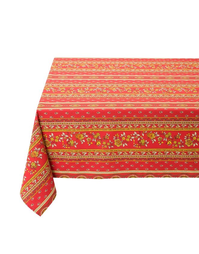 Red Avignon Rectangular Provencal Tablecloth | 59" x 78" | Easy Care Coated Cotton