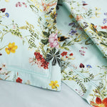 Garnier-Thiebaut Pillow Case French Bedding Extra-Long Stapple Cotton 20"x28" Primavera Vert D'eau (one unit)