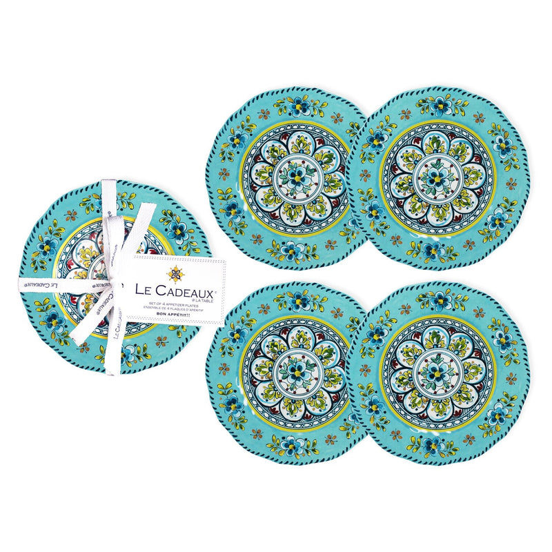 Le Cadeaux Madrid Turquoise Appetizer Plates | Set of 4