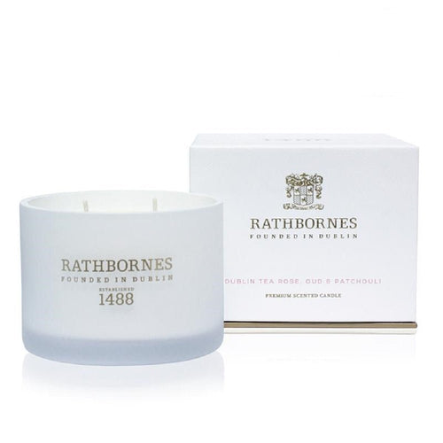 Rathbornes Dublin Tea Rose Oud and Patchouli Two Wick Classic Scented Candle 190g - Home Decors Gifts online | Fragrance, Drinkware, Kitchenware & more - Fina Tavola