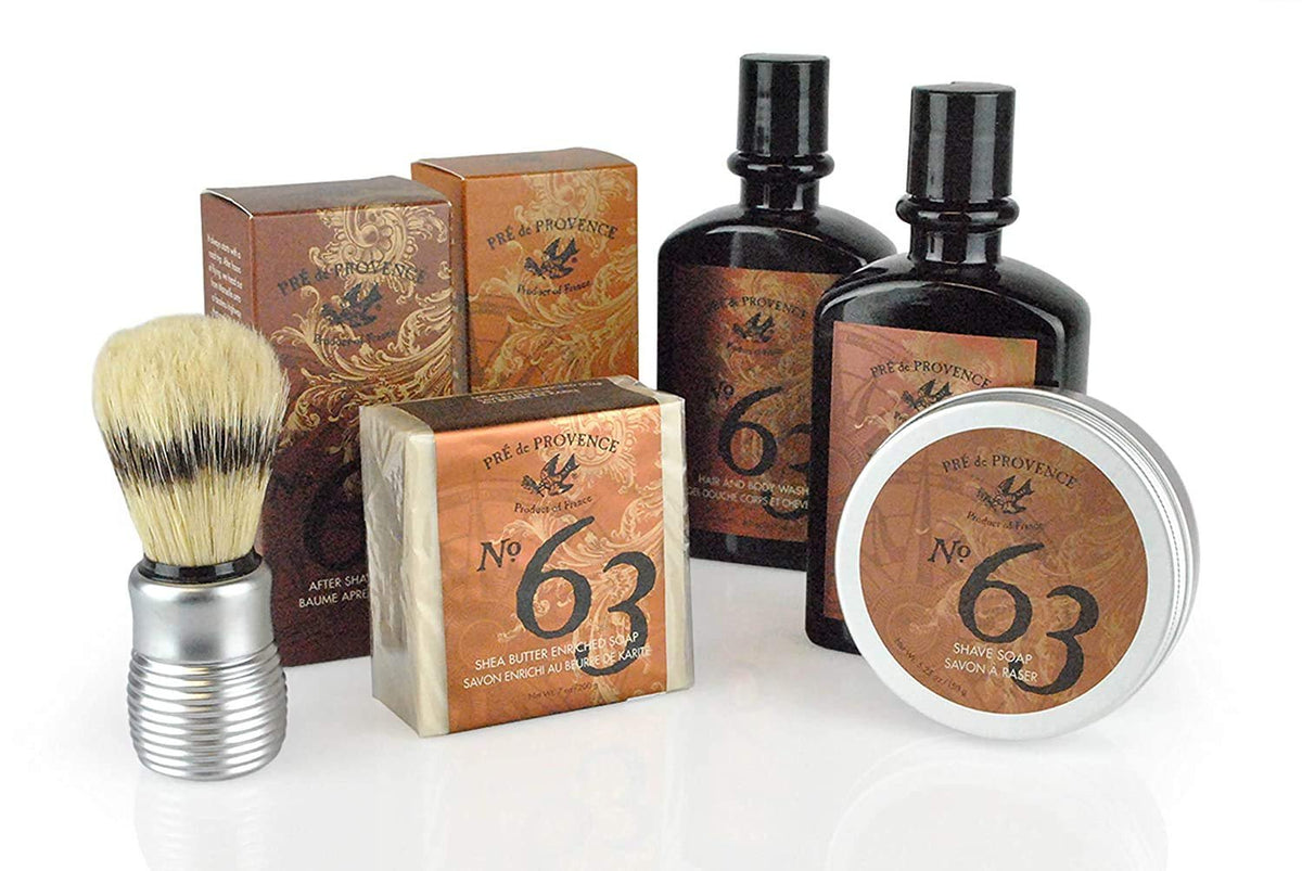 Pre de Provence No. 63 Men's 200 Gram Cube Soap, Aromatic, Warm, Spicy Masculine Fragrance, Quad-Milled For Long Lasting Soap & Enriched With Shea Butter - 3 Pack