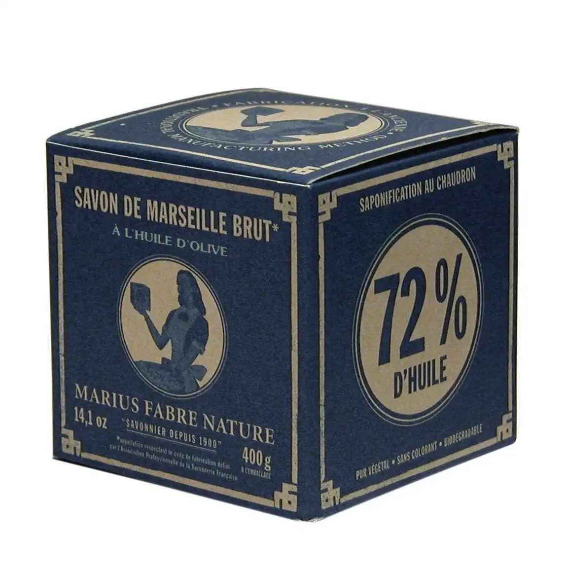 Cube of Pure Marseilles Soap In Vintage Style Box