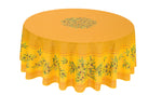 Nyons Yellow (Jaune) Round Provencal Tablecloth | 90" Round | Easy Care Coated Cotton
