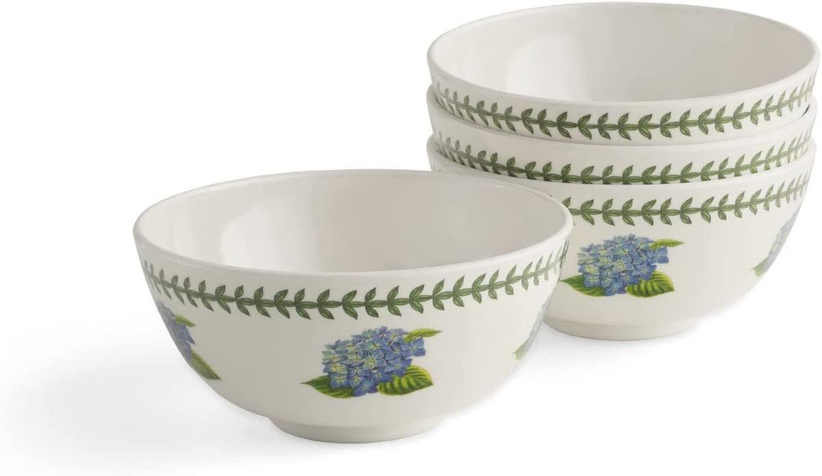 Botanic Garden Collection Melamine Bowls | Set of 4 Bowls with Hydrangea Motif