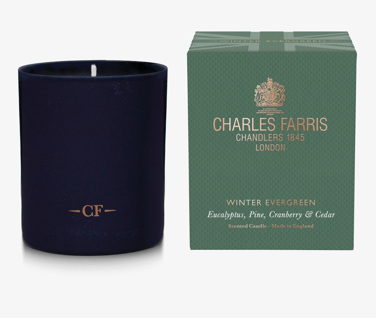 Charles Farris Scented Candle Winter Evergreen , Fragrances of Eucalyptus Pine Cranberry & Cedar 210g Holiday Scents