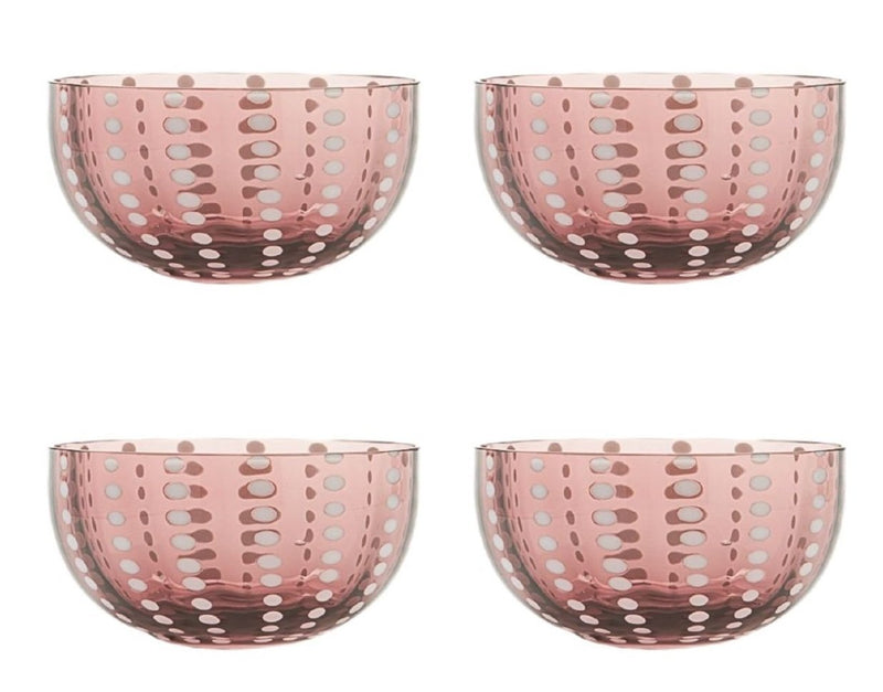 Zafferano Perle Glass Bowl Set in Amethyst | Set of 4